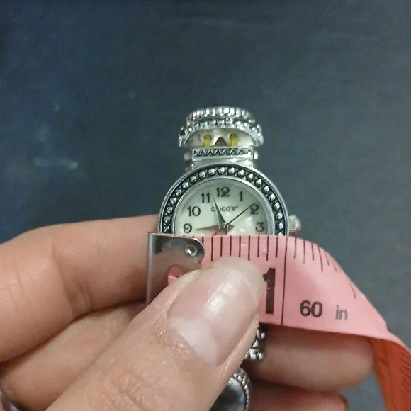 Chico's silver tone elastic wrist watch bracelet - Picture 8 of 9